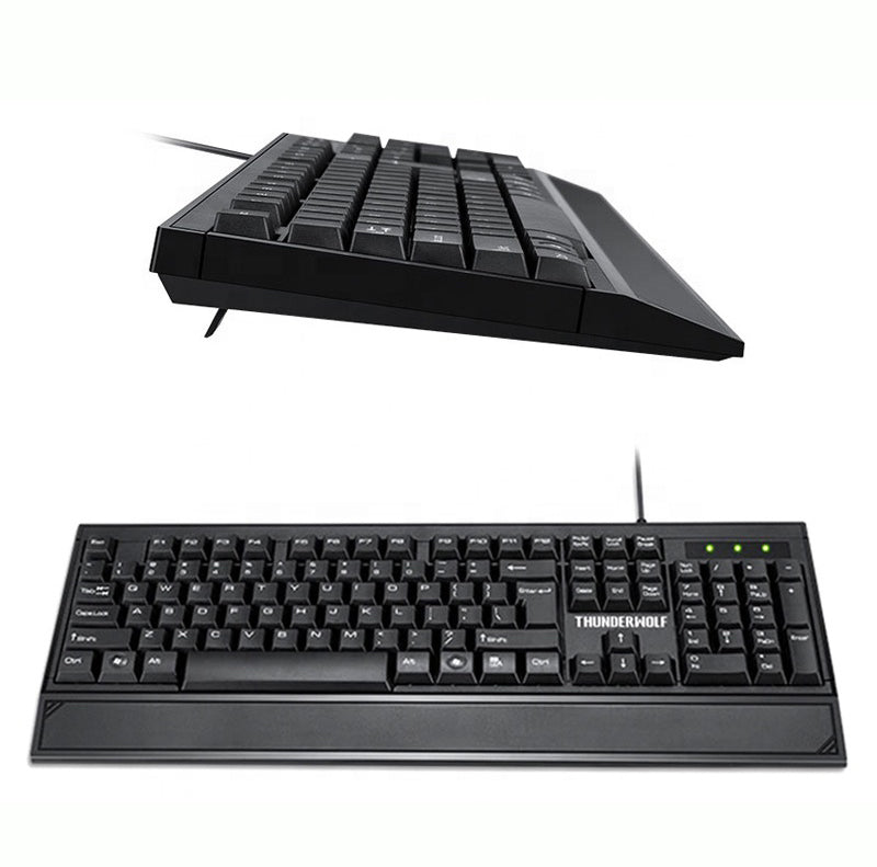 Business Durable USB Wired Waterproof Office Keyboard Ergonimics Silent Wide Hand Rest Computer Accessories PC Keyboard