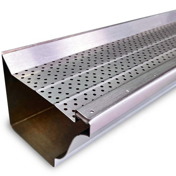 Customization Aluminum Water Drainage Gutter Cover Roof Rain Gutter Guard perforated metal