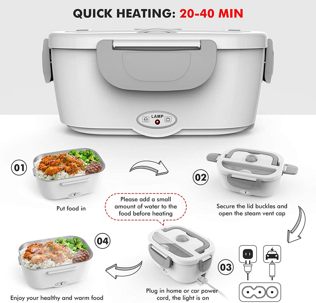 110v 220v 12v 24v portable stainless steel hot food heating electric heated lunch box for car and home