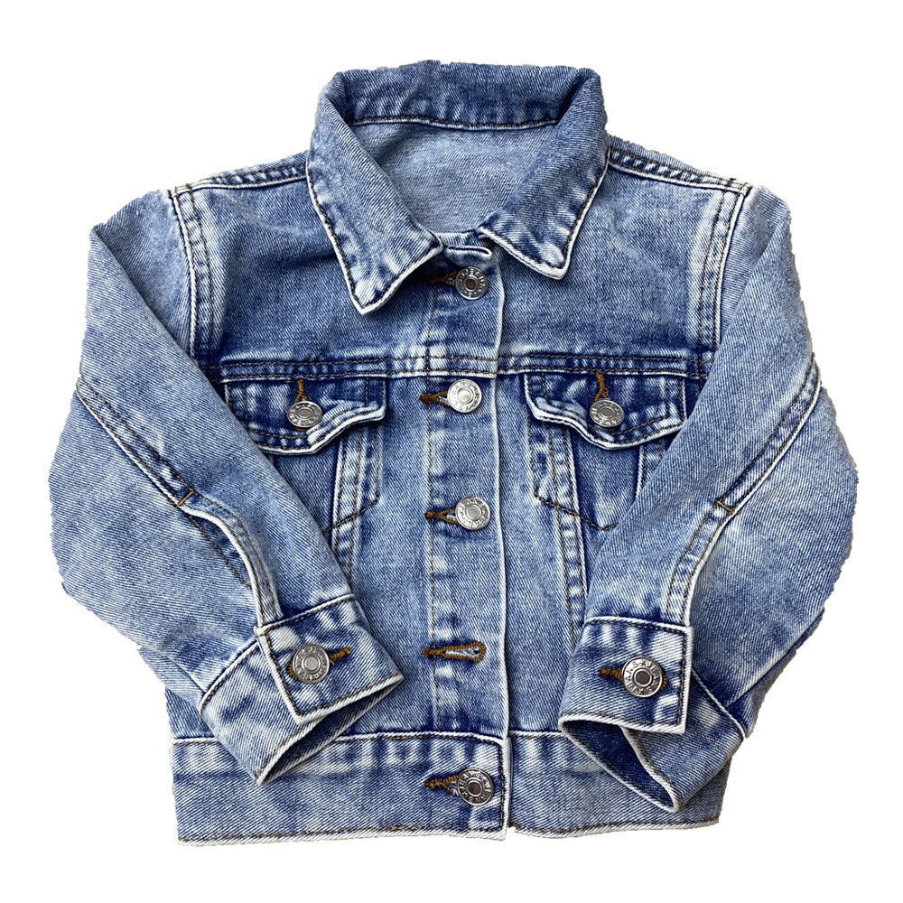 Hot Sell Neutral Simple-fit Children's Casual Denim Jacket Fashion Washed Jean Jacket For Kids