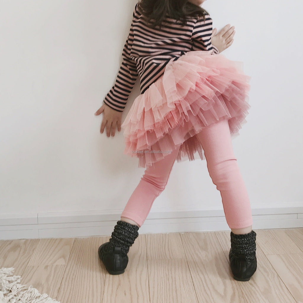 2022 Girls Gradient Color Fluffy Tutu Skirt Trousers Baby Skirt 6 Layers Mesh Puffy Tulle Dress Pants for 2-8Y Kids