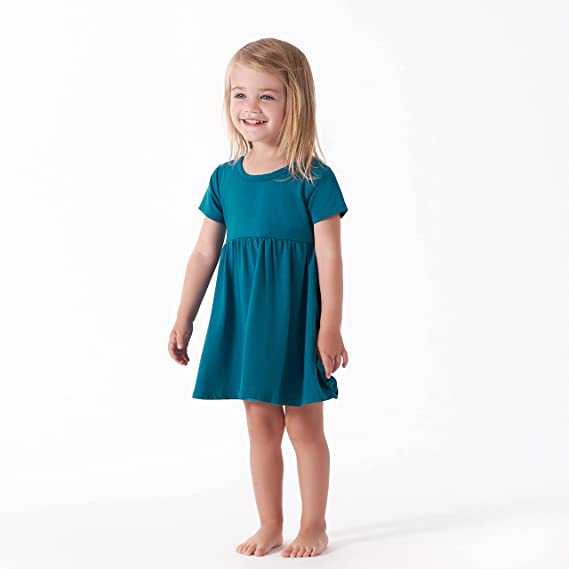 Toddler Girl Buttery Soft Bamboo Short Sleeve Kids Dresses Twirl Dress