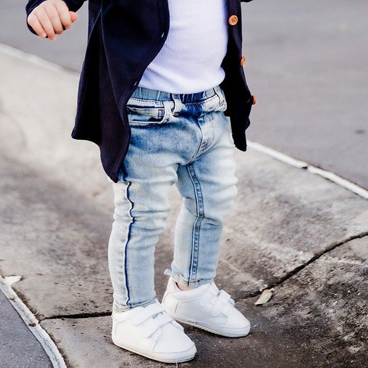Hot Selling Acid Wash Denim Jeans For Kids Cotton Soft Stretch Blue Denim Kid's Jeans