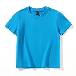 High Quality 200gsm 100% Cotton Children's Short Sleeve Loose T-shirt Boys Girls Solid Color Blank Printable Shirt Custom Logo
