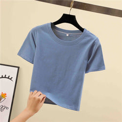 Fashion Wholesale Spring Oversize Blank Yoga Top Women Tees Cropped Plain T Shirt For Ladies
