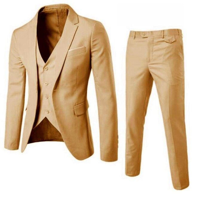 Men's 3 Pieces Black Elegant Suits With Pants Brand Slim Fit Single Button Party Formal Business Dress Suit Male Terno