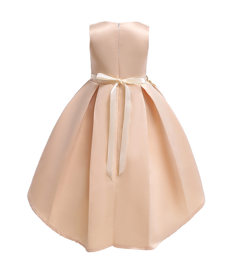 High Quality Layered Dress Kids Princess Printed Flower Christmas Evening Girls Party Dresses