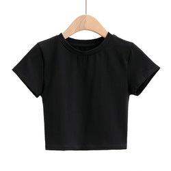 Custom blank plain cropped Logo tee Cotton women's t-shirts Fitness Fit T Shirts Ladies bodycon Crop Tops tshirt for women
