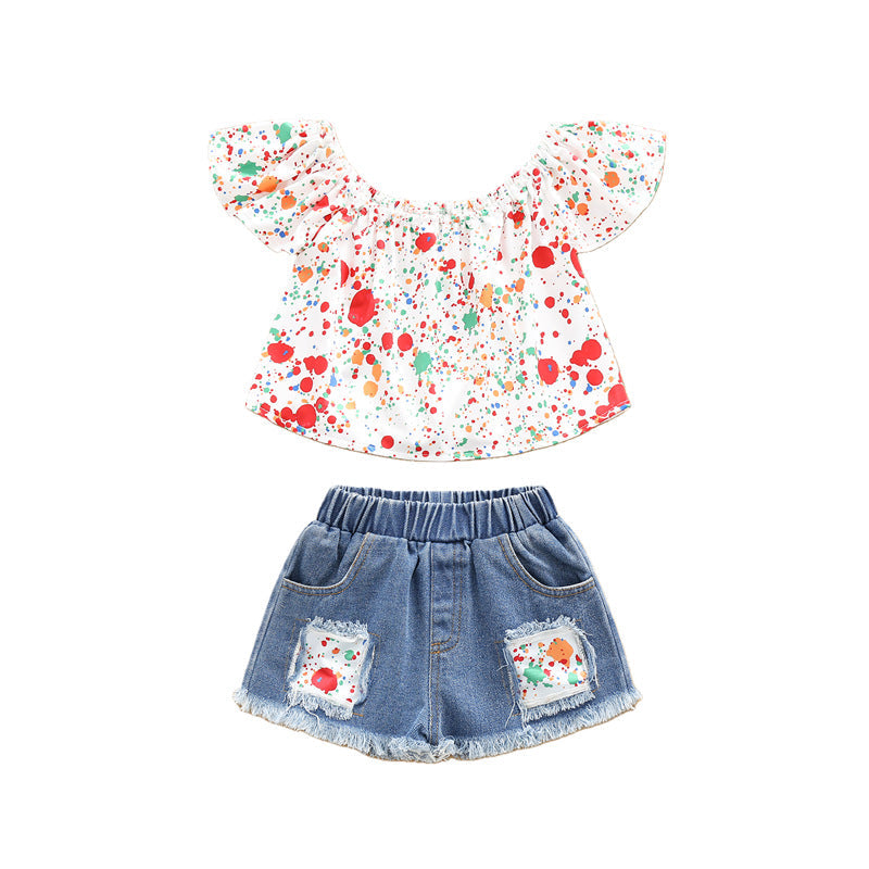 2PCS Set Toddler Kids Baby Girls Outfits Clothes T-Shirt Vest Tops+Shorts Pants