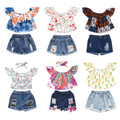 2PCS Set Toddler Kids Baby Girls Outfits Clothes T-Shirt Vest Tops+Shorts Pants