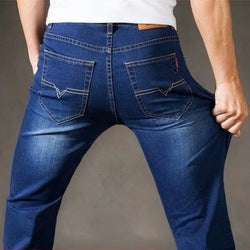 Wholesale large size fashion loose stretch men straight jeans 2023 new design trend high waist business casual long pants