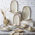 Handmade Rustic Glazed Ceramic Irregular Square Reactive Tableware Dishes Plates Restaurant Porcelain Dinner Food Serving Plates