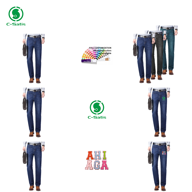 Custom Men's Straight Jeans Casual Trousers Large Size Men's Denim Stretch Pants