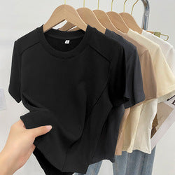 New Solid Color Round Neck Short Sleeve Slim Fit T-Shirts Women's Short Fashion Casual Blank Custom Tops T-Shirts