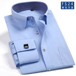 MS-P78 French White Shirt Men's Long Sleeve Overseas Shirt Groom Dress Cotton Slim Shirt
