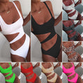 2021 new solid color one piece swimsuit solid color one piece bikini womens hollow swimsuit
