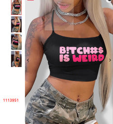 OJW4626M 2022 Summer Hot sale "B!TCH#$ IS WIRED"  printed T shirt XS - XL bodycon women's clothing tops New colors