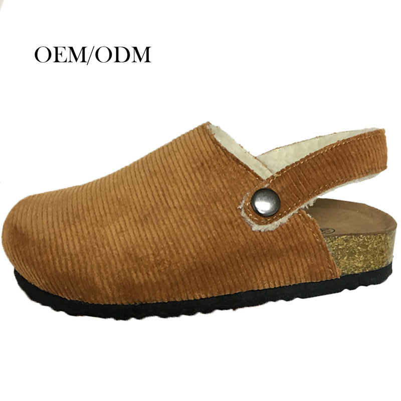 Cute Kid cork sandals cork shoes Autumn and winter cork slippers for boy and gril plus velvet back trip strap covered head