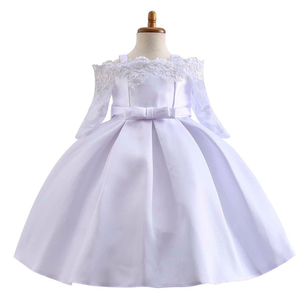 Hot Sale Kid Clothing Girl Princess Dress Kids Shoulder Lace Half Sleeve Ball Gown Flower Girls Dress Patterns