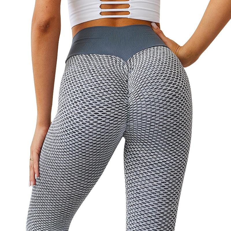 chrleisure grid tights yoga pants women seamless high waist leggings breathable gym fitness push up clothing girl yoga pant