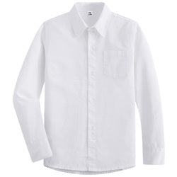 Custom Kids Formal Wedding Party White Button-Down Shirts Cotton Long Sleeve Dress School Uniform Shirt For Boys