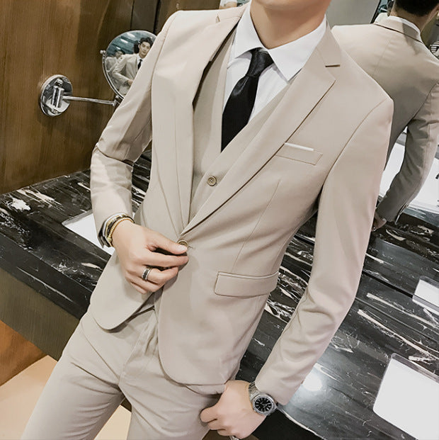 Men's casual suit Male groom coat men's suit men's suit three - piece setMen's evening dress