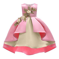 High Quality Layered Dress Kids Princess Printed Flower Christmas Evening Girls Party Dresses