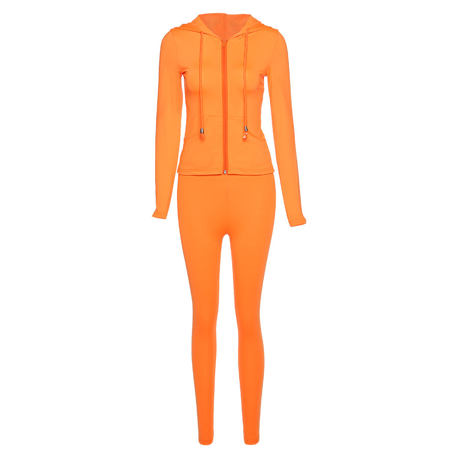 kliou workout bodycon hooded zipper pocket long sleeve tops sporty stretchy leggings casual fall sets women two piece set 2020