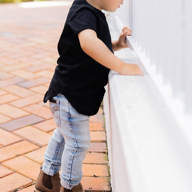 Hot Selling Acid Wash Denim Jeans For Kids Cotton Soft Stretch Blue Denim Kid's Jeans