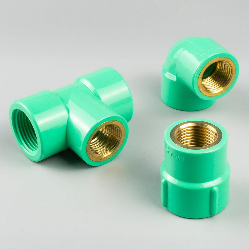 Pntek BSP Thread Fittings 90 degree Pvc Elbow Fitting Plastic Pvc Pipe Fitting Male Female Thread Elbow Tee Socked with Brass