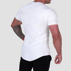 Elastic custom logo Short Sleeve mens t shirt  Training  Fitted Workout  Fitness Mens Slim Fit Sport  oversize  Gym Shirt