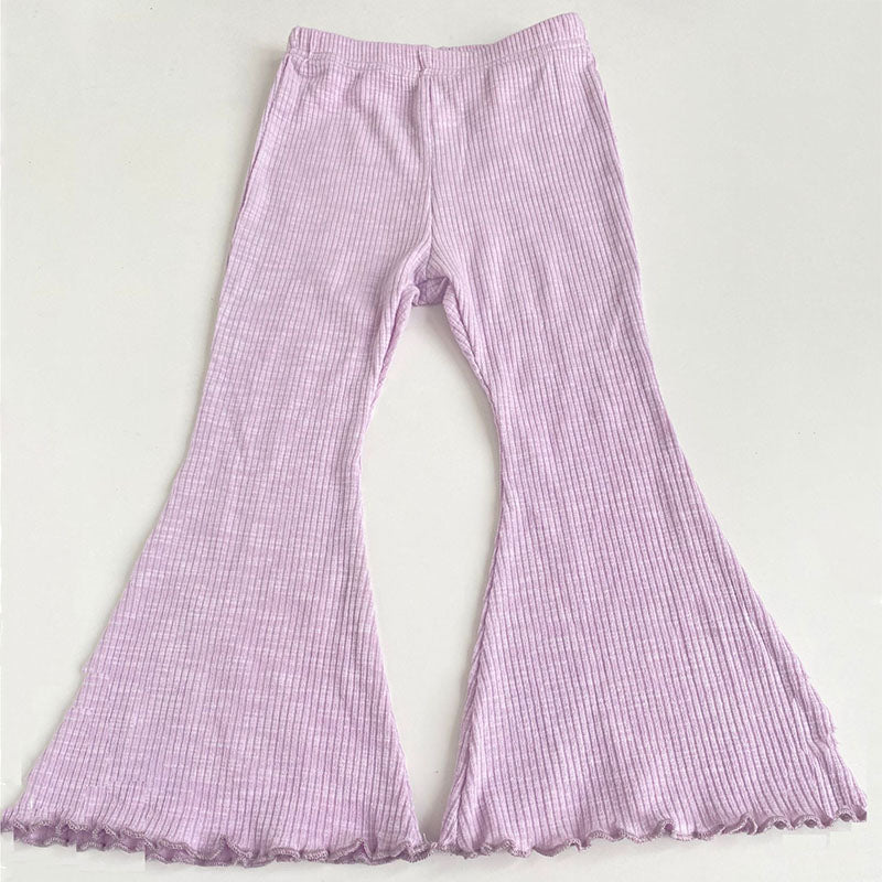 Wholesale summer pit cotton bell-bottom kids pant wide leg fashion girls pants