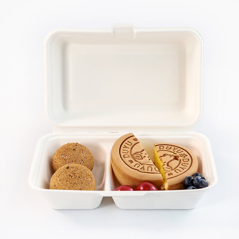 Eco biodegradable disposable food container bagasse food box 9"x6" for party