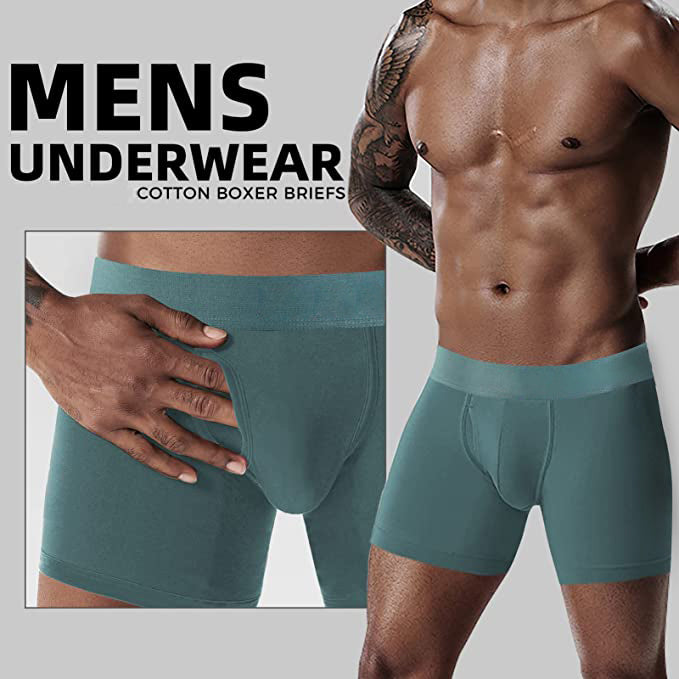 Mens Underwear Boxer Briefs Stretch Cotton Custom Designs Logo 5 Inch Inseam Men Underwear Plus Size Underwear For Men