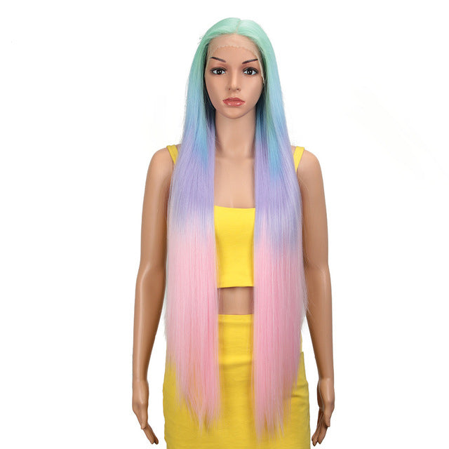 natural hair wigs for black women straight synthetic lace front hair 38 inch ombre lace front wig cosplay blonde lace front wig