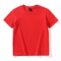 High Quality 200gsm 100% Cotton Children's Short Sleeve Loose T-shirt Boys Girls Solid Color Blank Printable Shirt Custom Logo