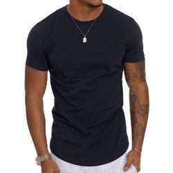 Streetwear Mens Slim Fit Long Sleeve T Shirt Top OEM Longline Curved Hem T Shirt Light Weight 93% Cotton 7% Elastane Gym T Shirt