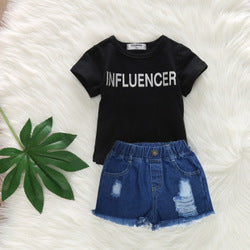 2PCS Set Toddler Kids Baby Girls Outfits Clothes T-Shirt Vest Tops+Shorts Pants
