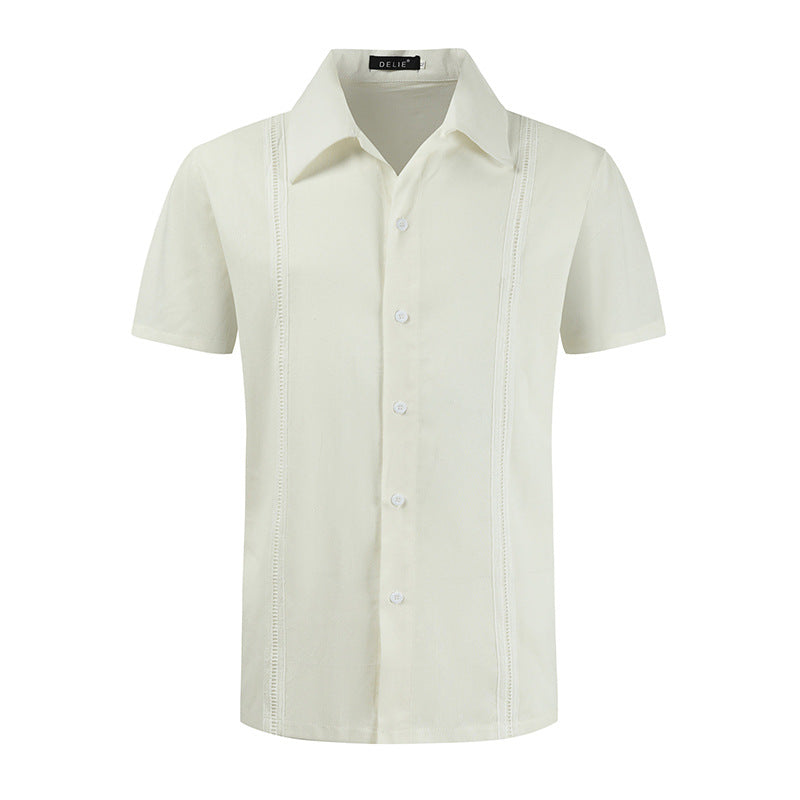 Wholesale Casual Fashion Design Summer Short Sleeve Shirts Button Up Mens Linen Beach Shirt