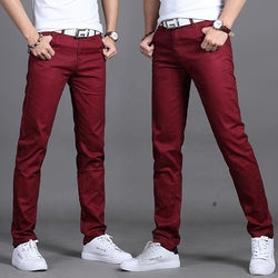 Khaki Twill Men Trousers Stretch Wash Straight-leg Trousers European Men Formal Trousers