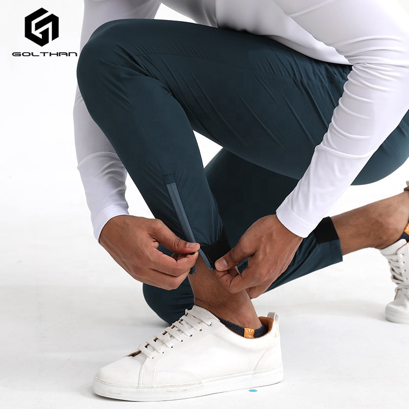 Golthan Wholesale Men High Quality Custom logo Nylon Athletic Golf Wear Blank Sports Jogger Pants