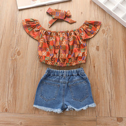 2PCS Set Toddler Kids Baby Girls Outfits Clothes T-Shirt Vest Tops+Shorts Pants