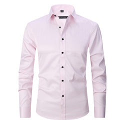 Official Solid Beautiful White Spandex Longsleeve Elastic Slim Formal Social Office Uniform Wear Business Dress Shirts For Mens