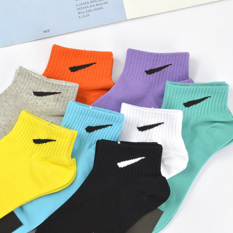 KTS467 Men's Women's Premium Cotton Short Tube Socks Rainbow Candy Color Boat Socks Fashion Sports Ankle NK Custom Logo Socks