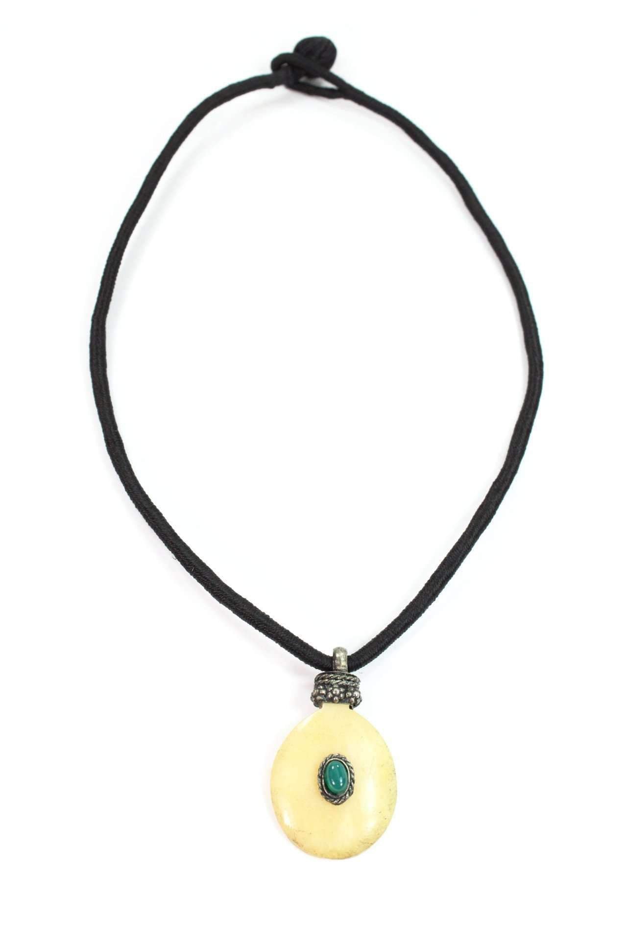 oval bone stone tribal pendant necklace