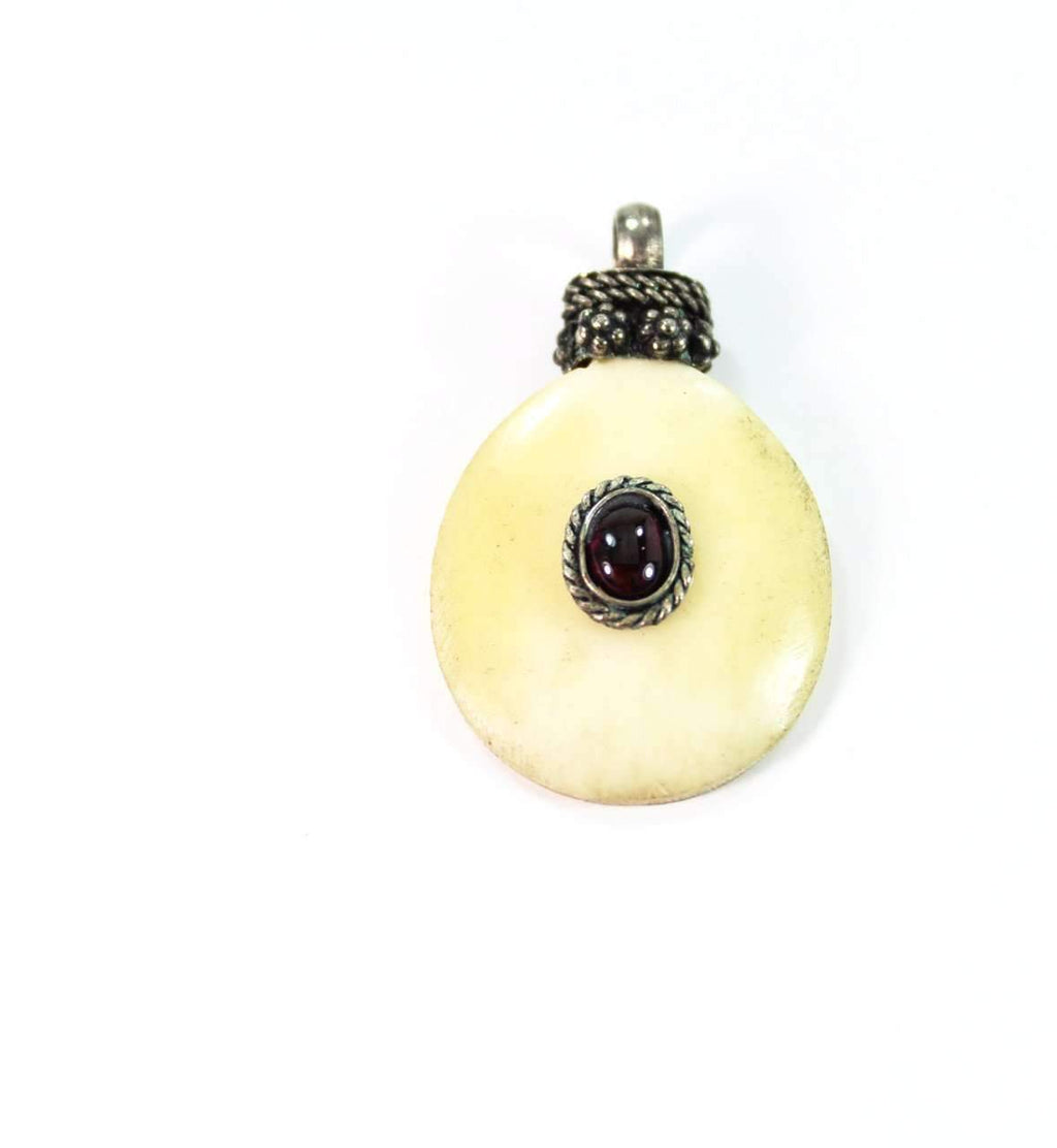 oval bone stone tribal pendant necklace