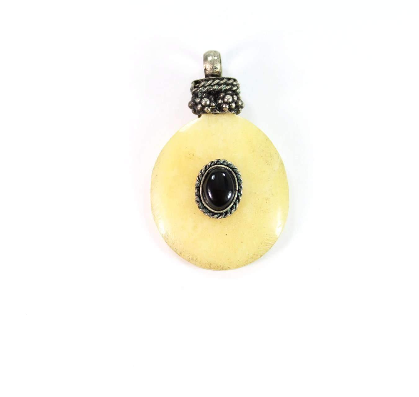 oval bone stone tribal pendant necklace