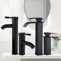 Matte Black Basin Faucet Deck Mounted Single Lever Bathroom Crane Waterfall Brass Bathroom Tap Hot Cold Water Mixer Taps