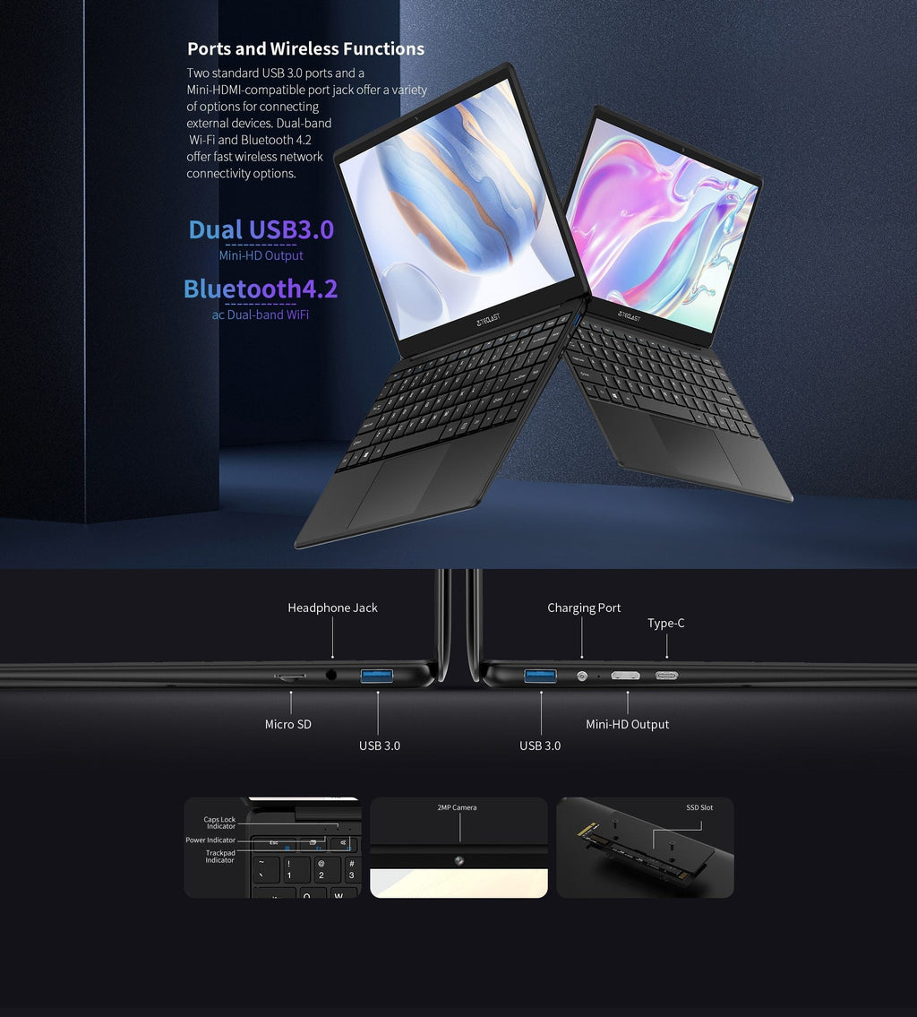 teclast f7 plus 3 laptop 14 1 1920 x 1080 8gb ram 256gb ssd intel gemini lake n4120 windows 10 dual band wi fi notebook usb 3 0 laptops