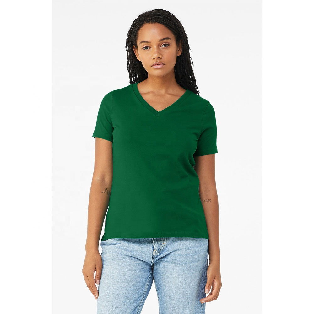 2023 Ideal Bella Canvas Kelly color 6405 WOMEN'S RELAXED JERSEY SHORT SLEEVE V-NECK TEE  Breathable t shirt